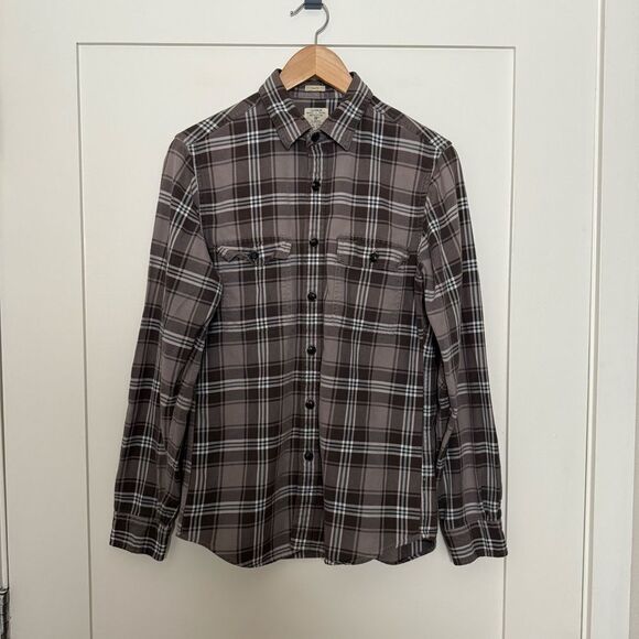J. Crew Other - J Crew Flannel Shirt Mens Sz S Gray Plaid Slim Fit Button Up 100% Cotton Outdoor